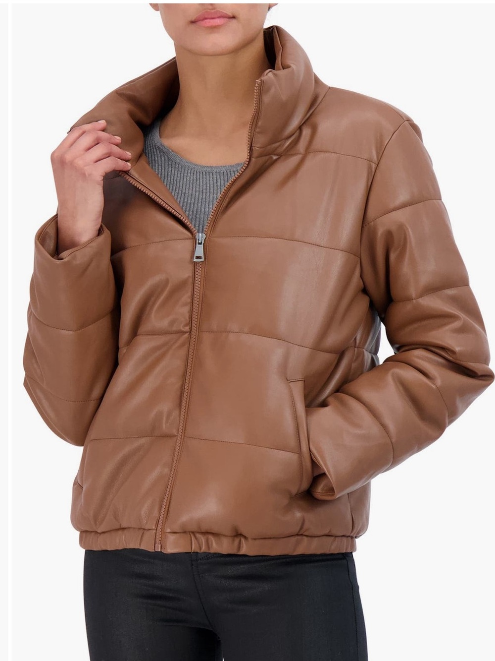 Sebby Faux Leather Puffer Jacket
